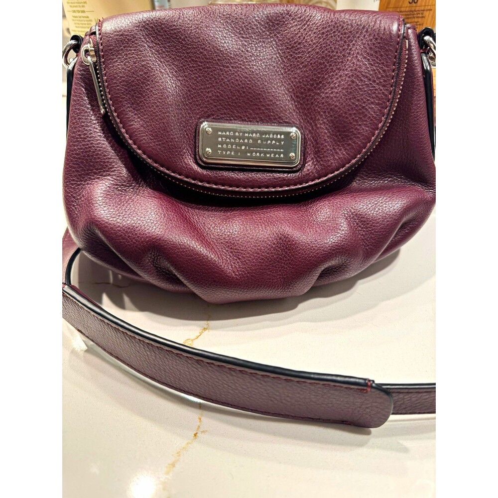 Marc by Marc Jacobs Burgundy Pebbled Crossbody Bag Silver Hardware